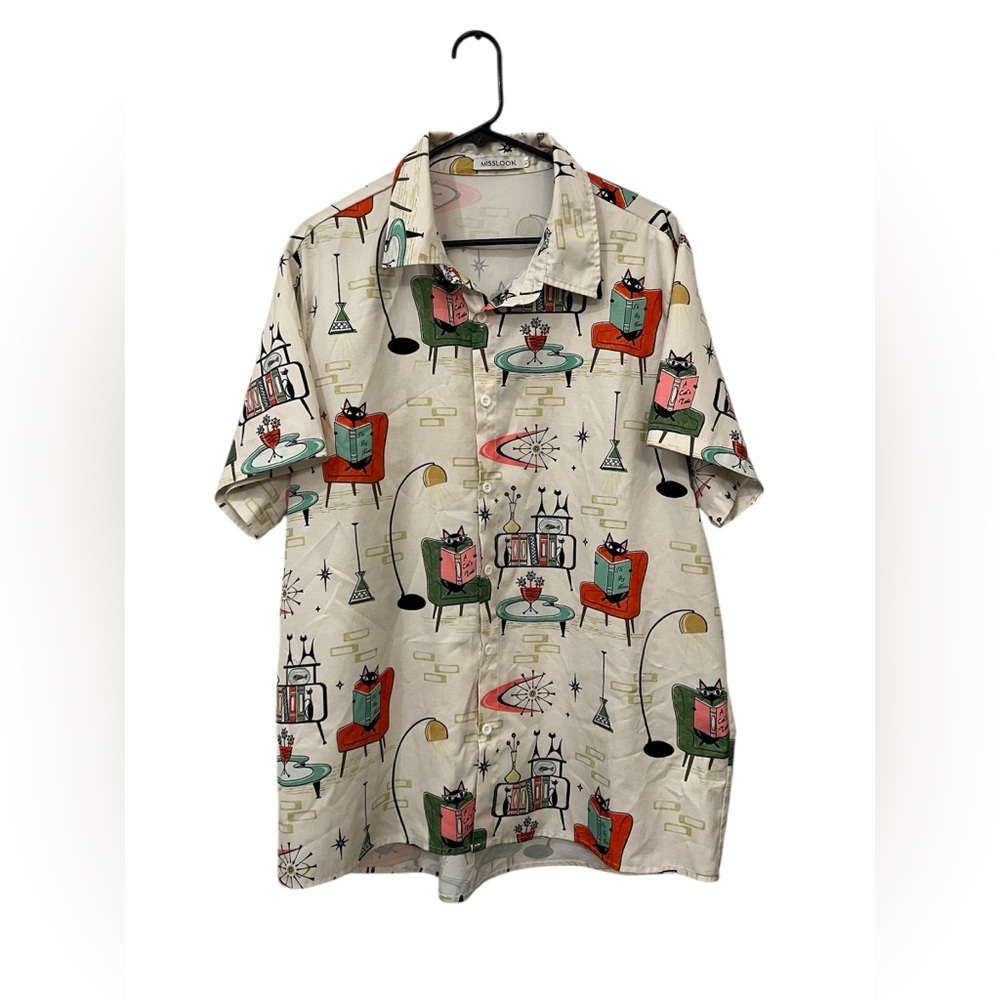 Misslook Retro Print‎ Button-Up Shirt Size XL
